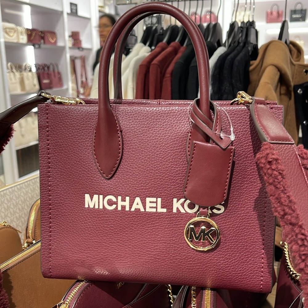 Michael Kors Mirella Small Pebbled Leather Shopper Top Zip Crossbody XBody NWT